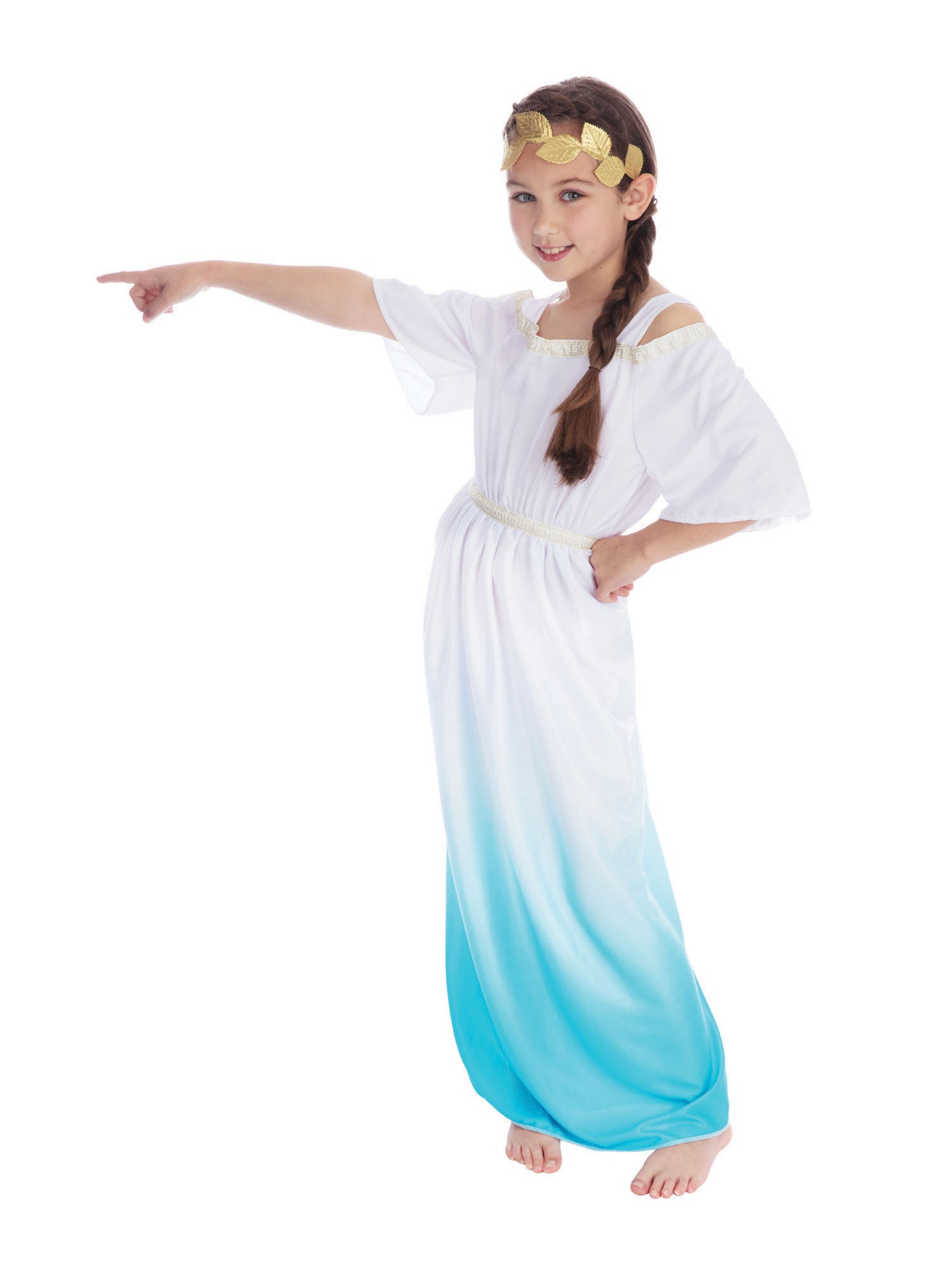 Rubies Roman Goddess Kinderkostüm für Mädchen mit Kleid und Headpiece – Produktansicht