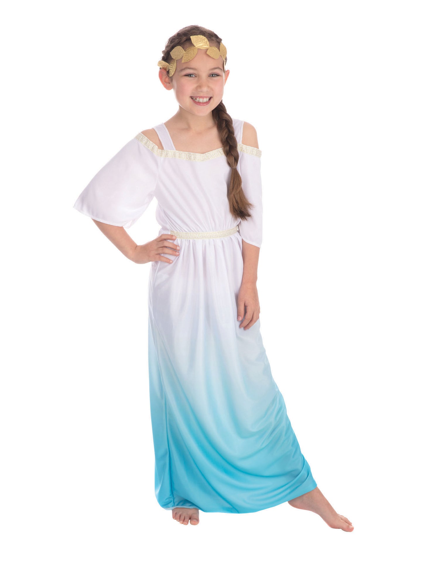 Rubies Roman Goddess Kinderkostüm für Mädchen mit Kleid und Headpiece – Seitenansicht