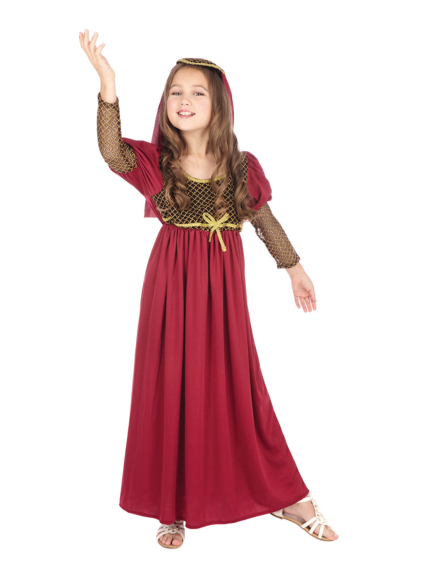 Rubies Juliet Kinderkostüm für Mädchen mit Kleid und Headpiece – Rückansicht
