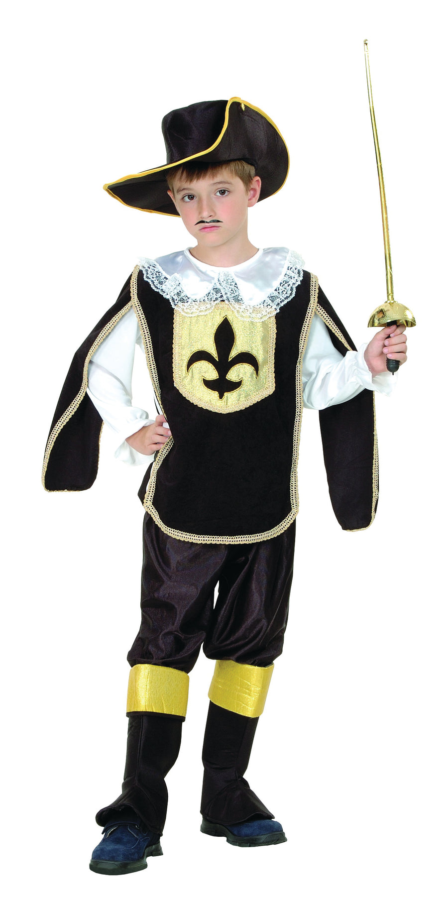 Rubies Musketeer Boy Black (M) Kinderkostüm für Jungen