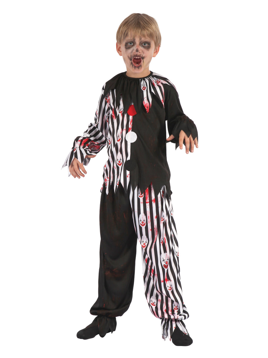 Rubies Harlekin-Clown-Kinderkostüm Bloody Grösse L mit Hemd Collar und Hose