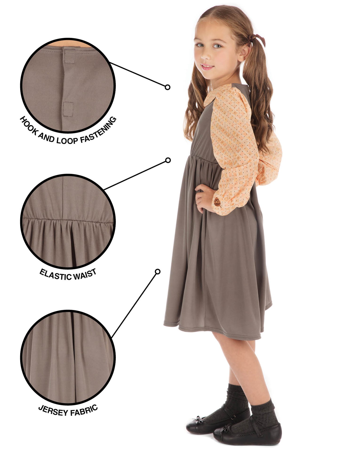 Rubies Victorian Schoolgirl Kinderkostüm für Mädchen – Kleid – Rückansicht