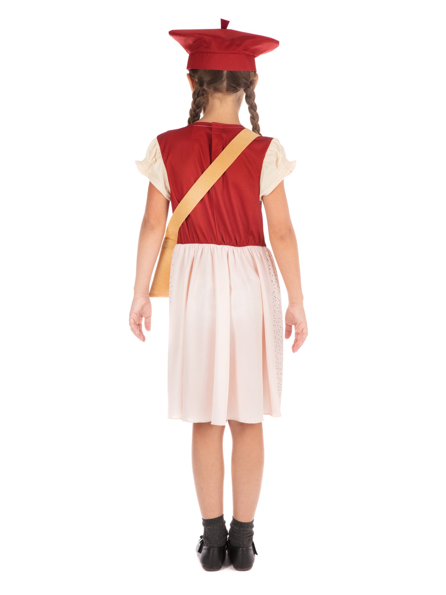 Rubies Evacuee Schoolgirl Kinderkostüm für Mädchen mit Kleid Hut Tasche und Namensschild – Detailansicht