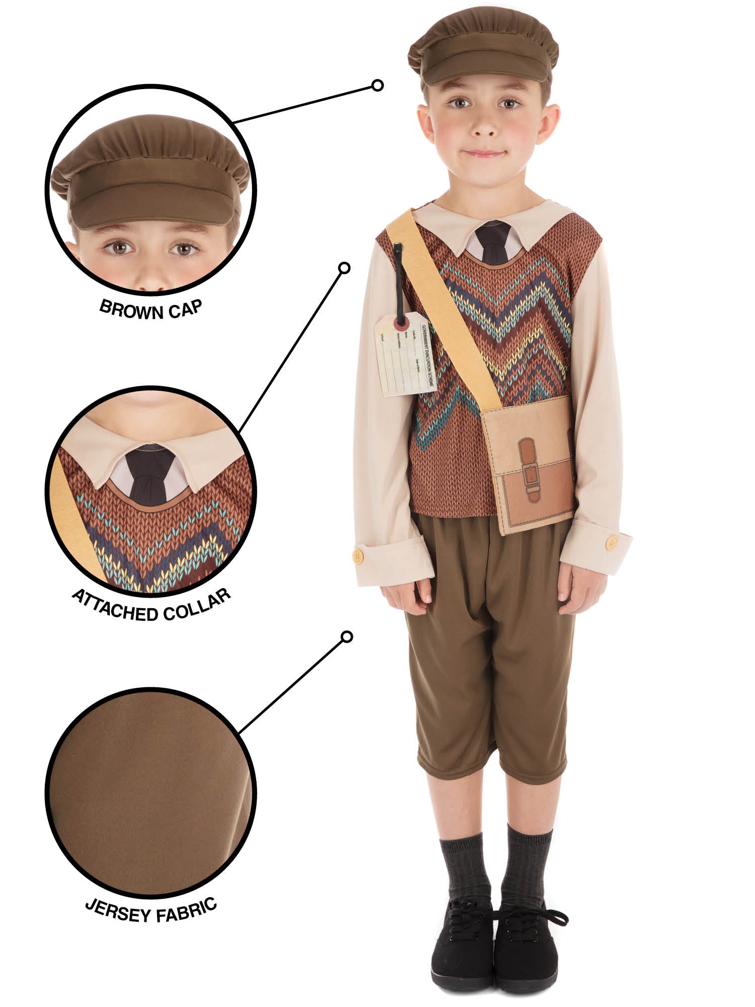 Rubies Evacuee Schoolboy Kinderkostüm für Jungen CF195 – Rückansicht