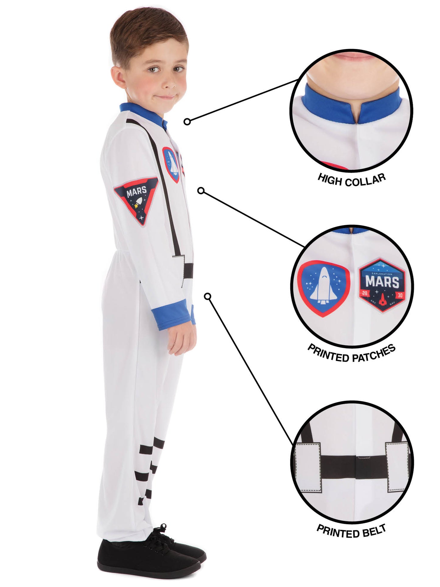 Rubies Astronaut Kinderkostüm für Jungen – Unisex-Overall – Seitenansicht