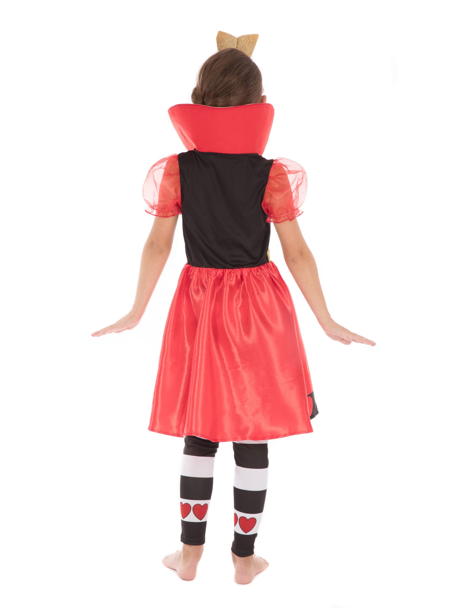 Rubies Queen of Hearts Kinderkostüm für Mädchen mit Kleid, Leggings und Headband – Detailansicht