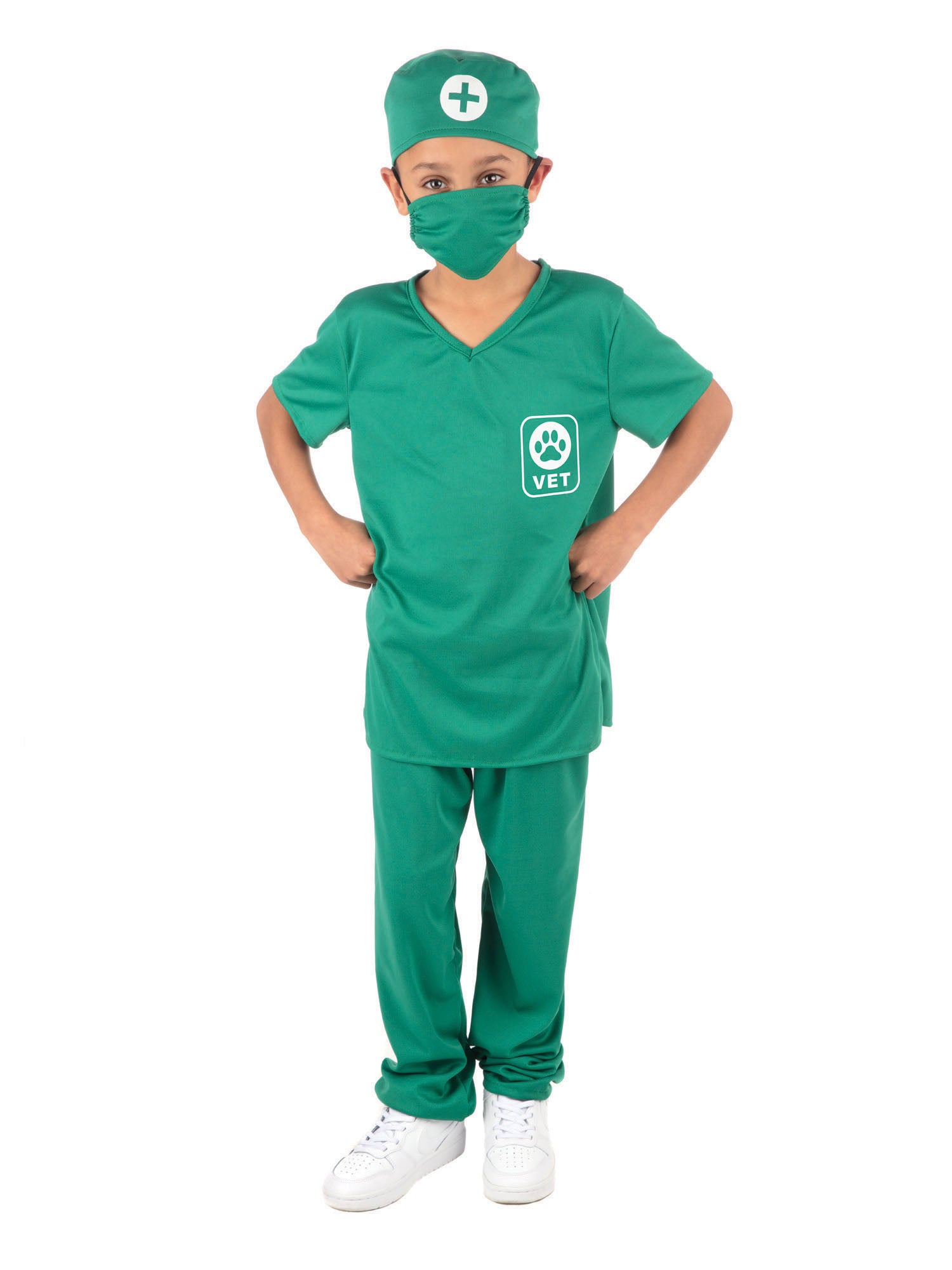 Rubies Tierarzt-Kinderkostüm 4-teilig mit Top Hose Hut und Maske – Detailansicht
