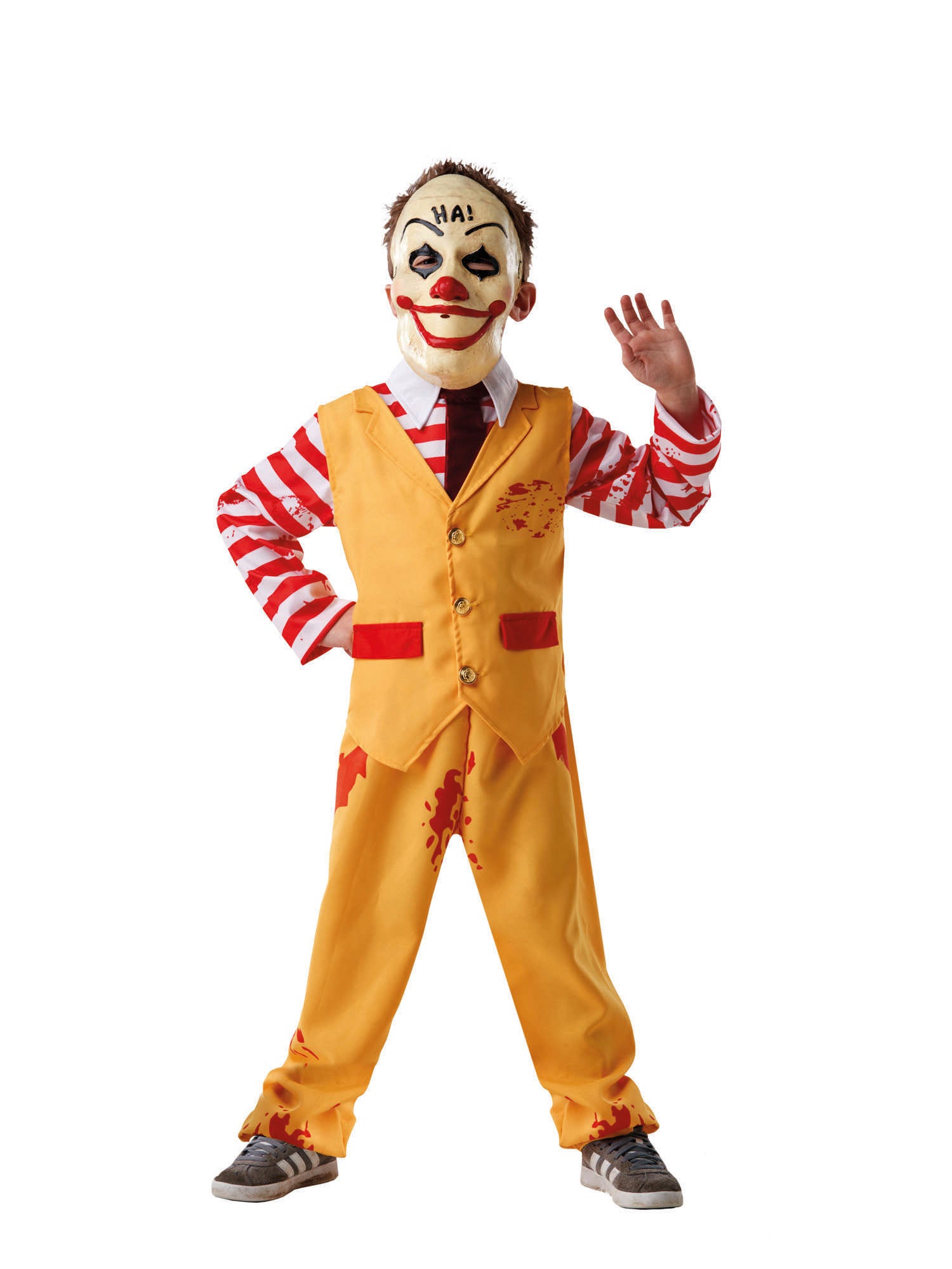 Rubies Dapper Clown Kinderkostüm für Jungen mit Hemd, Krawatte, Weste, Hose und Maske