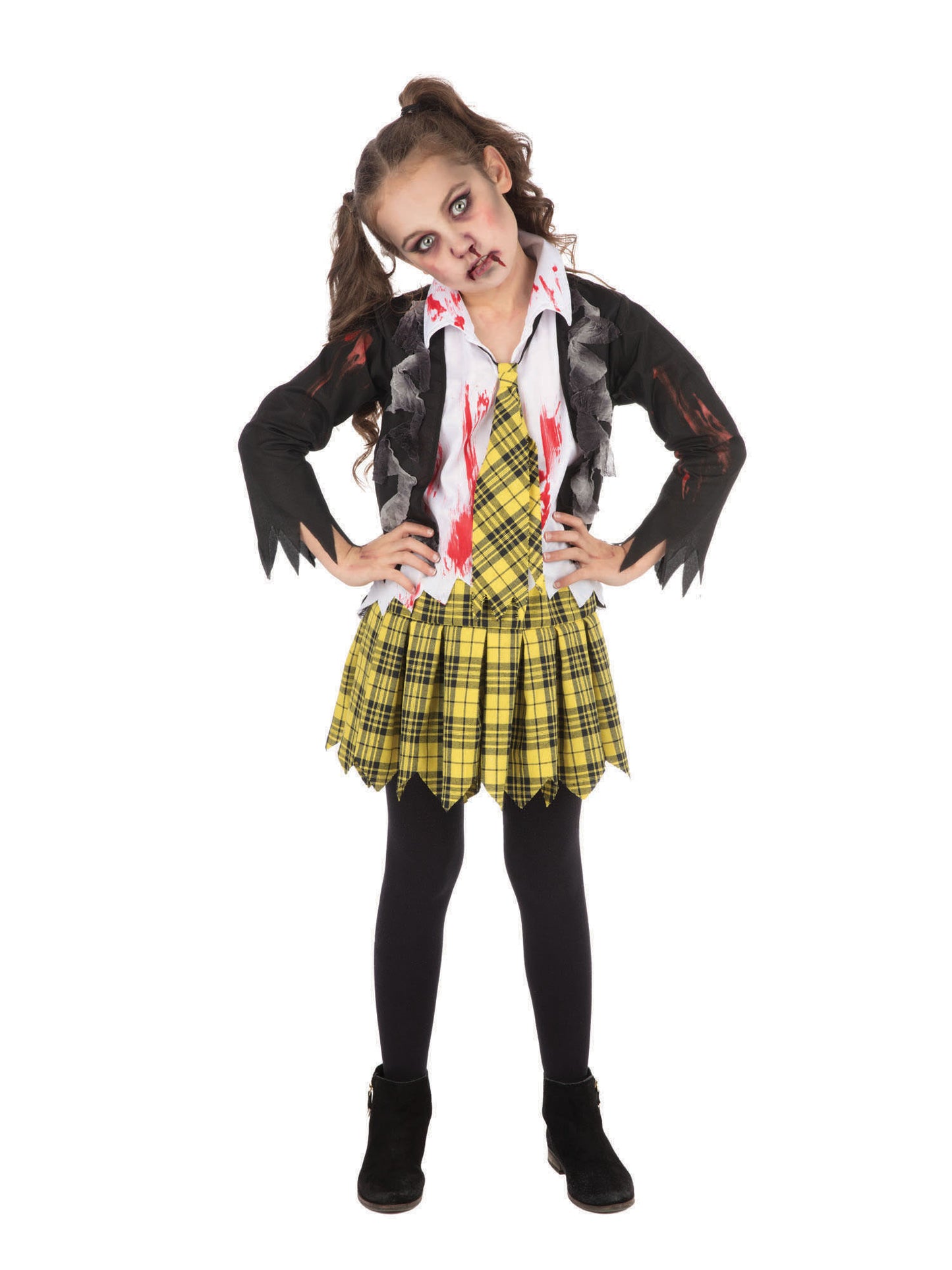 Rubies School-Girl-Zombie-Kinderkostüm für Mädchen mit Hemd, Blazer, Krawatte und Rock