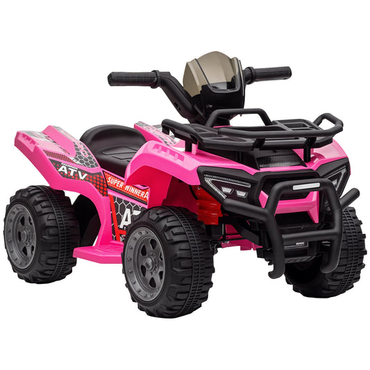 HOMCOM Elektro Quad in Pink für Kinder, mit breiten Reifen und Musikfunktion.