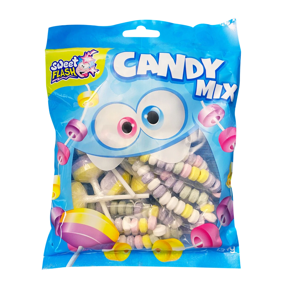 Sweet Flash Candy Mix Dextrosemischung 134 g mit Kettenbonbons und Retro-Lutschern