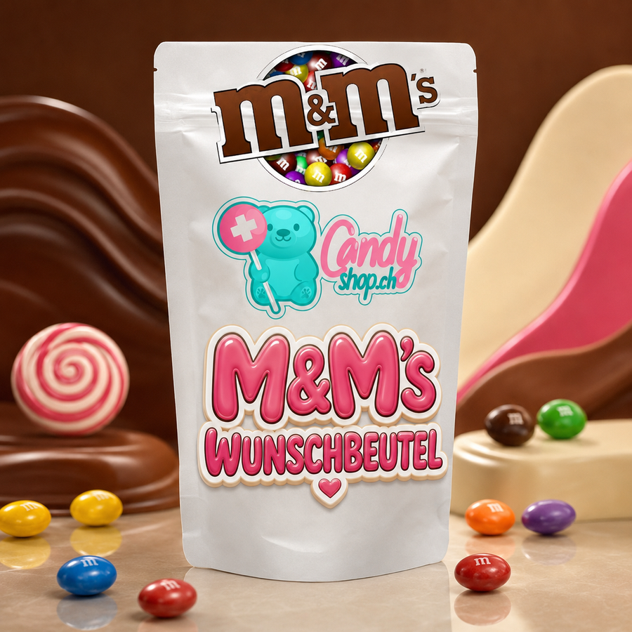 Candyshop.ch Wunschbeutel M&M's 1 kg mit individuell zusammengestellten Farben und Sorten – Produktansicht