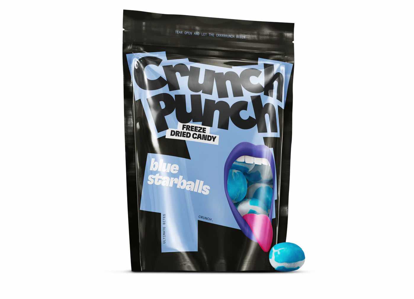 Crunch Punch Blue Starballs 100g gefriergetrocknet Bonbons – Detailansicht