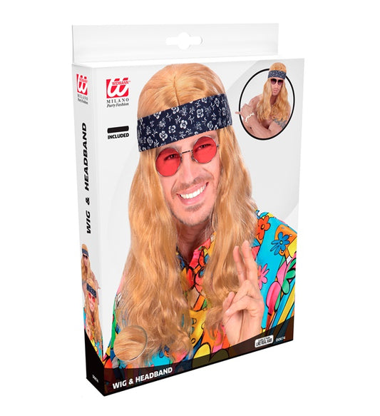 California Dreaming Perücke mit buntem Stirnband für Fasnacht