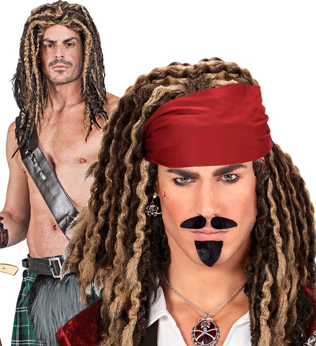 Rastafarian Perücke mit blond-braunen Dreadlocks in Box für Fasnacht und Karneval