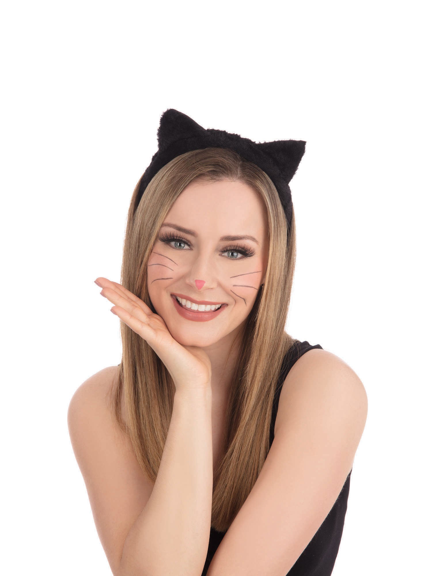 Rubies Cat Ears Black Fur schwarzer Katzenohren-Haarreif für Erwachsene – Produktansicht