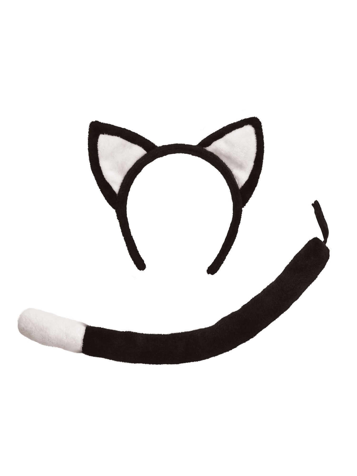 Rubies Cat Set Black mit schwarzen Katzenohren und Katzenschwanz – Detailansicht