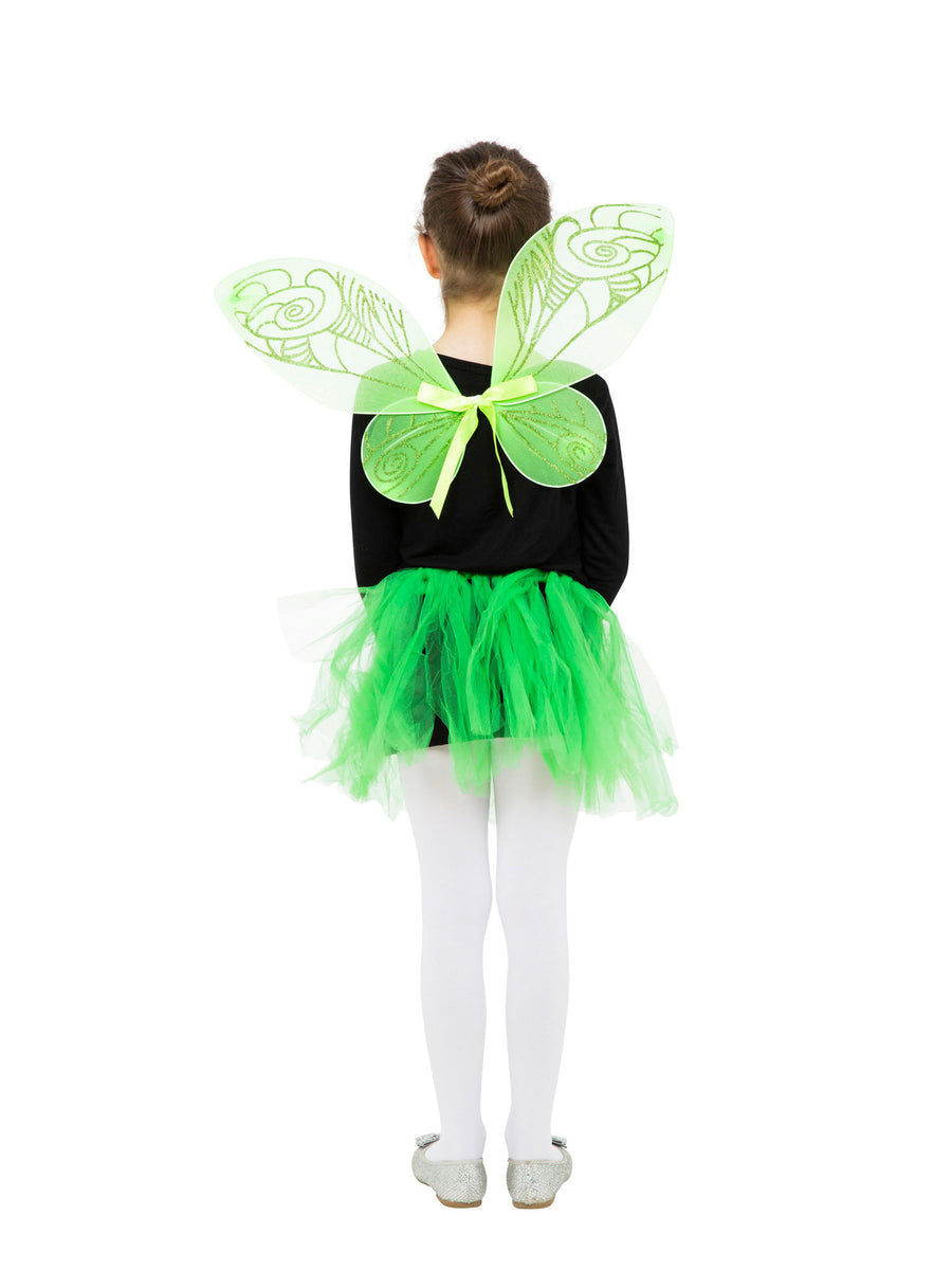 Rubies Fairy Wings + Tutu Set. Green Instant disguises