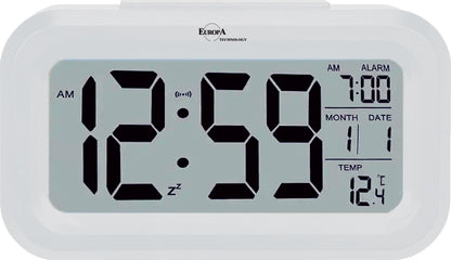 ELITE digitaler LED-Wecker in Weiss mit Daemmerungssensor – Seitenansicht