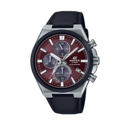 CASIO EDIFICE Mod. SOLAR POWERED CHRONOGRAPH, LEATHER - RED ***SPECIAL PRICE***