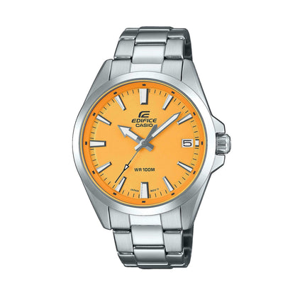 CASIO EDIFICE Classic Date Orange Armbanduhr mit Edelstahlarmband – Produktansicht