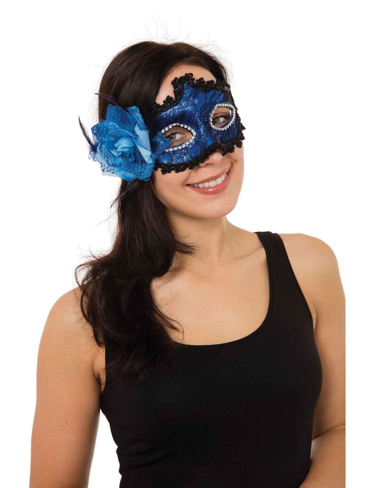 Rubies Blue Braided Eye Mask W/Side Flower Eye Masks