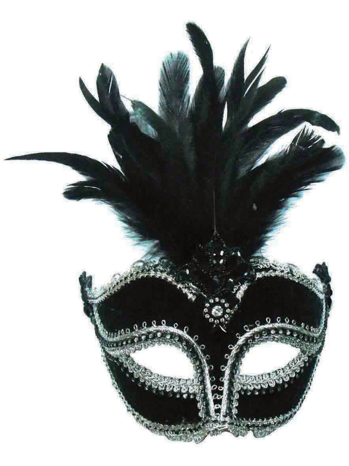 Rubies Black Velvet + Tall Feather (H/B) Eye Masks