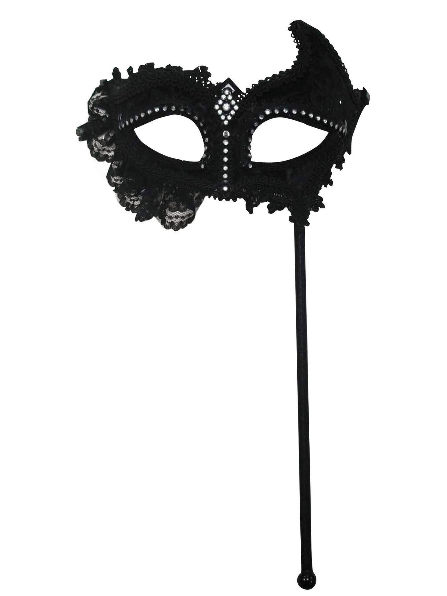 Rubies Rubies Black Lace Mask On Stick Eye Masks