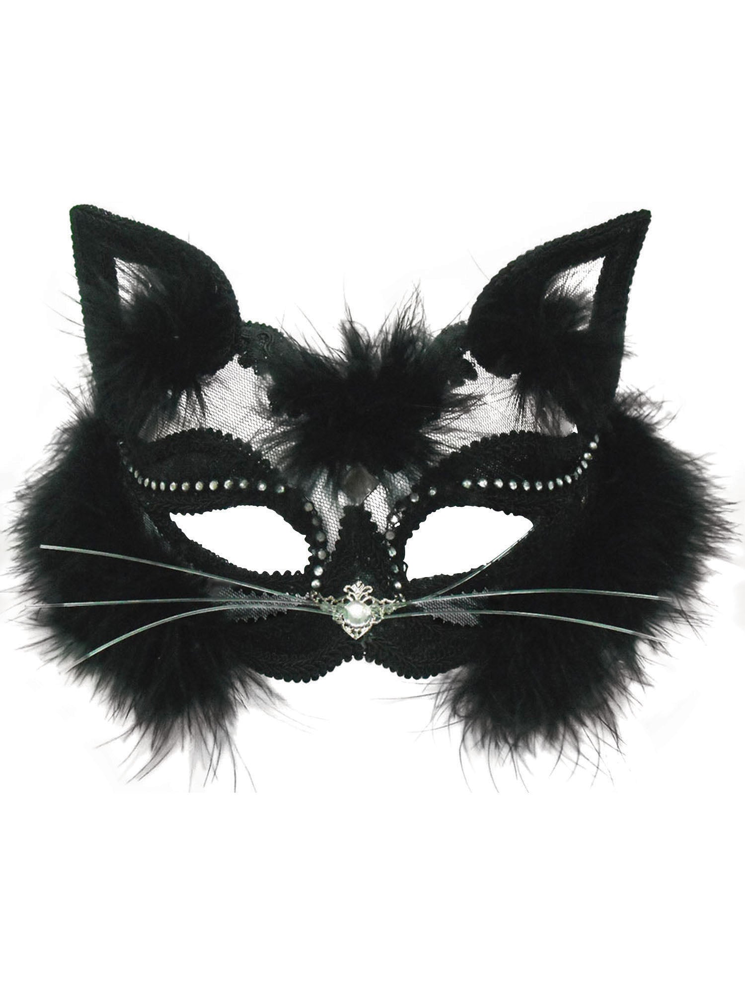 Rubies transparente Black Cat Katzen-Augenmaske für Erwachsene – Detailansicht