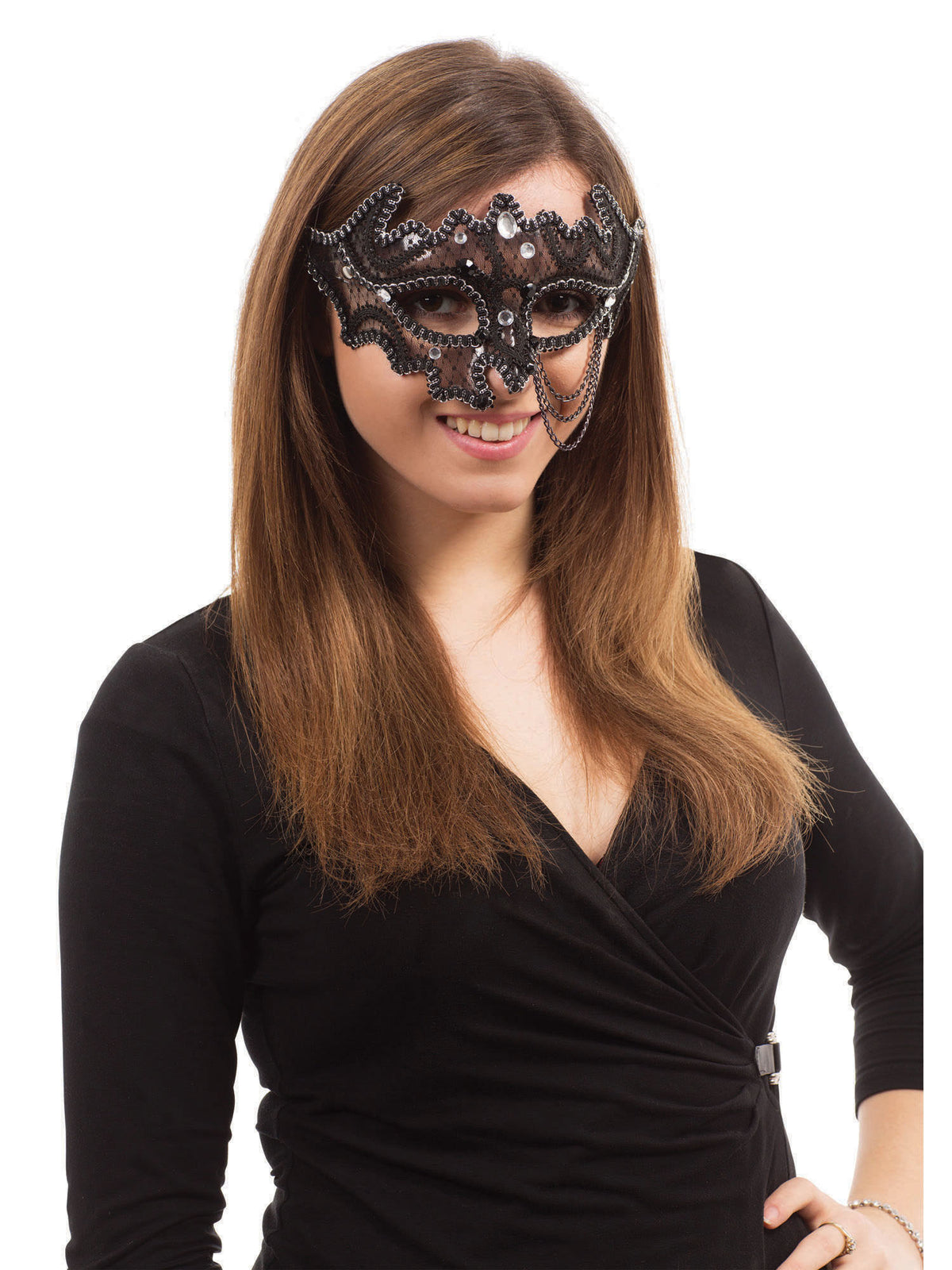 Rubies Black Decorative 3/4 (G/F) Eye Masks