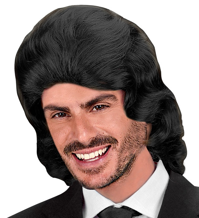 Schwarze Frankie-Perücke in Box für Fasnacht und Karneval