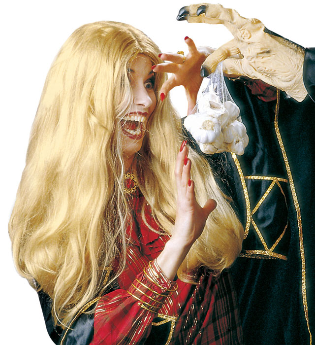 Blonde Morgana Perücke in Box für Fasnacht und Karneval