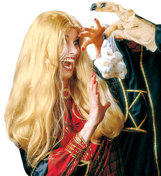 Blonde Morgana Perücke in Box für Fasnacht und Karneval