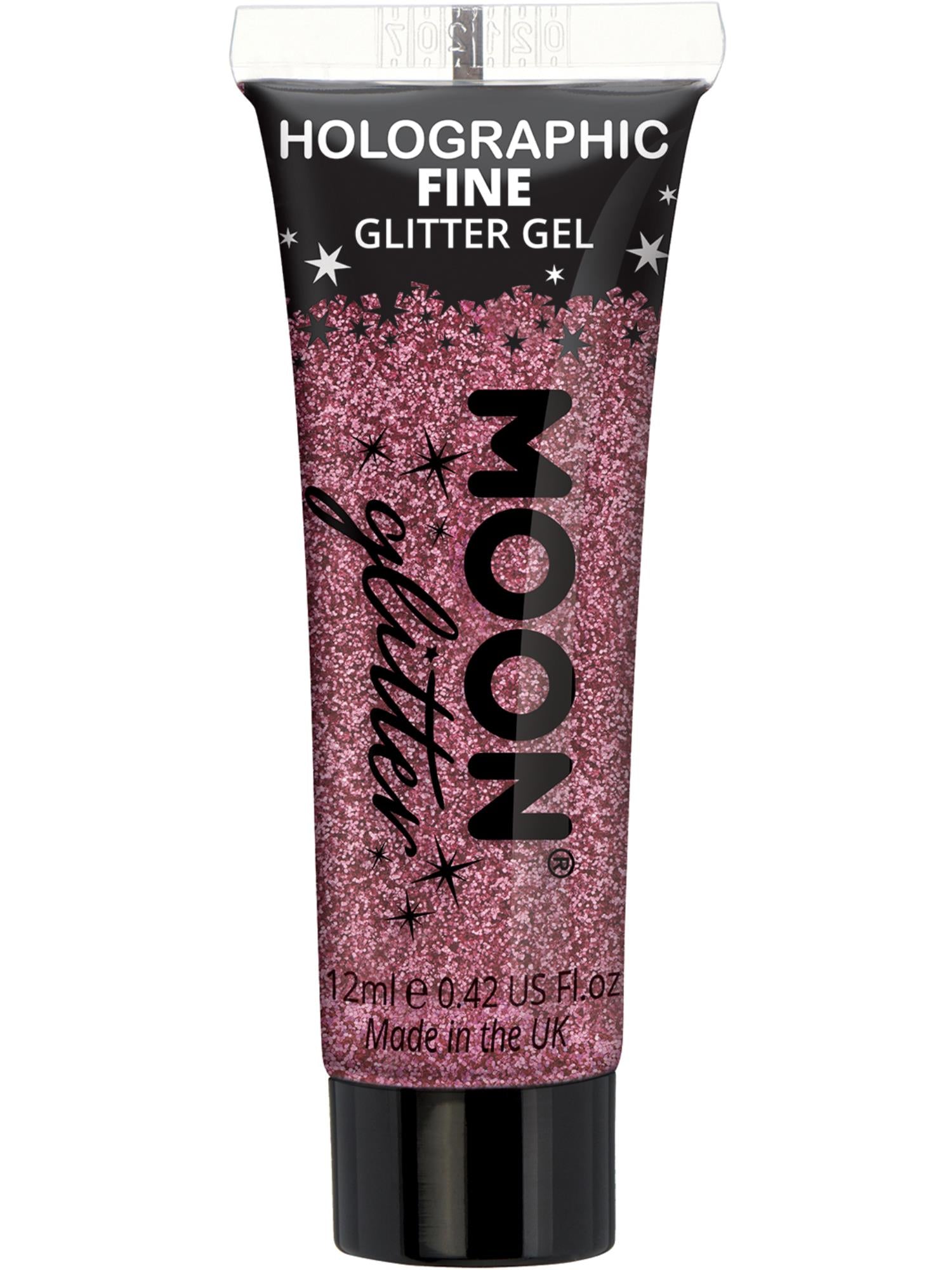 Smiffys Moon Glitter Holographic Fine Glitter Gel Pink 12 ml