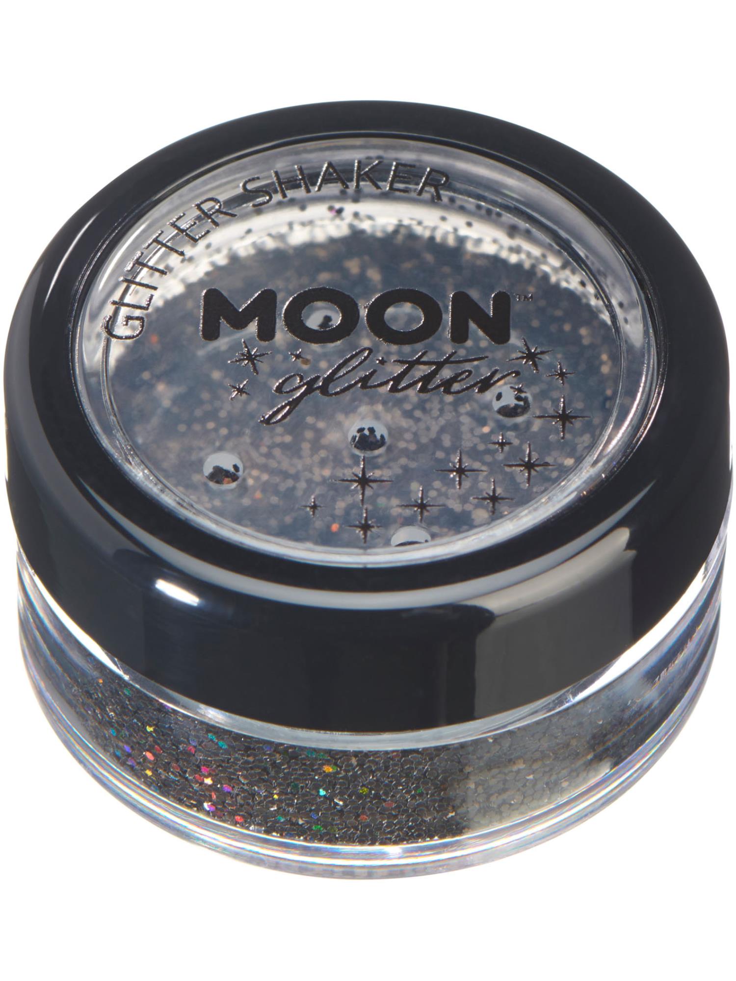 Smiffys Moon Glitter holografischer Glitter Shaker Schwarz 5 g