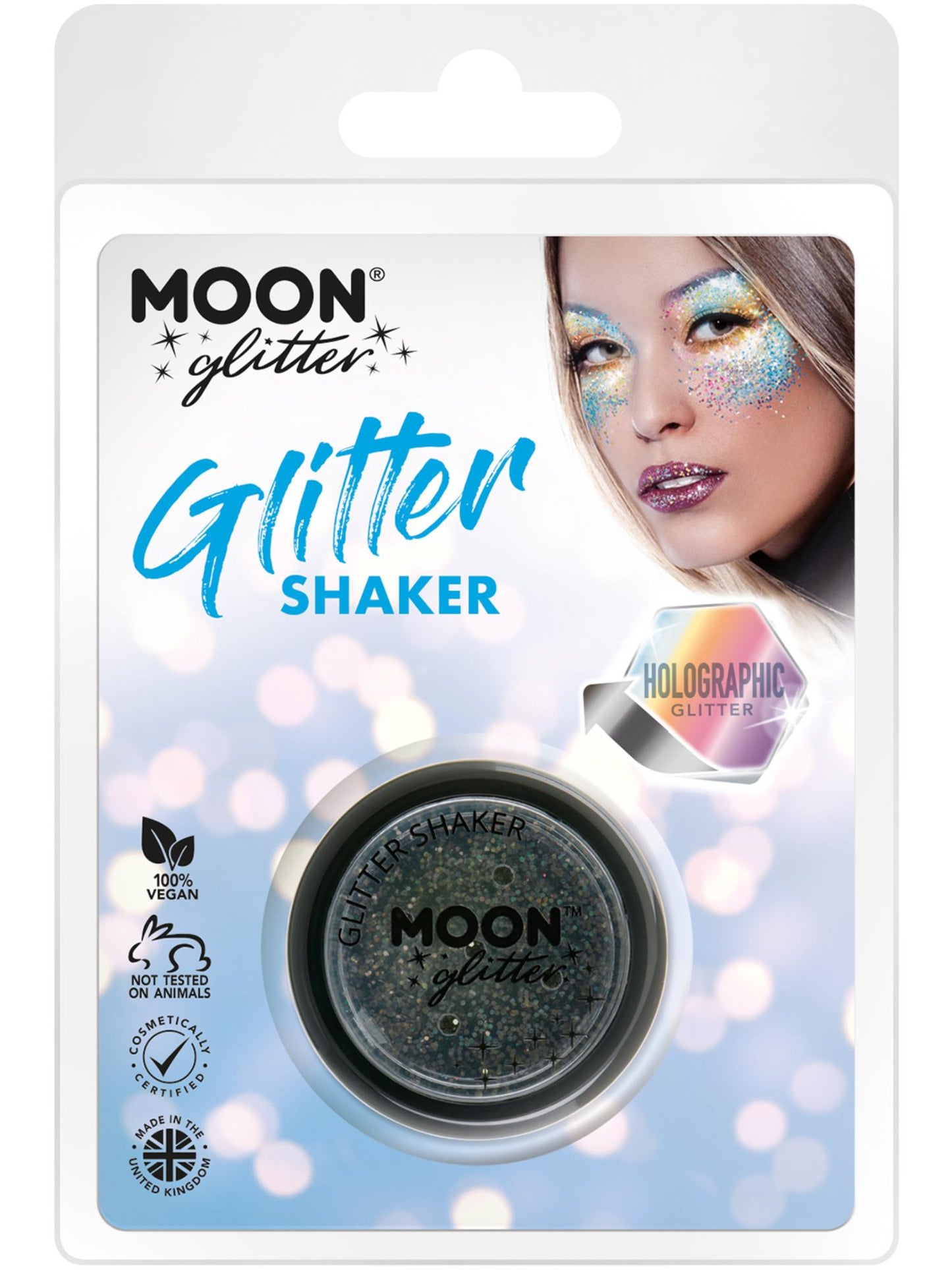 Smiffys Moon Glitter Holographic Glitter Shakers, Black CD für Unisex