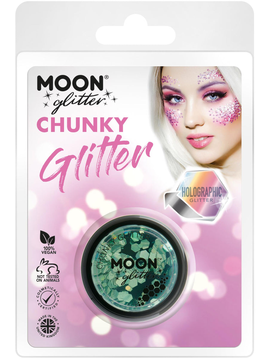 Smiffys Moon Glitter holografisches Chunky Glitter Grün 3 g