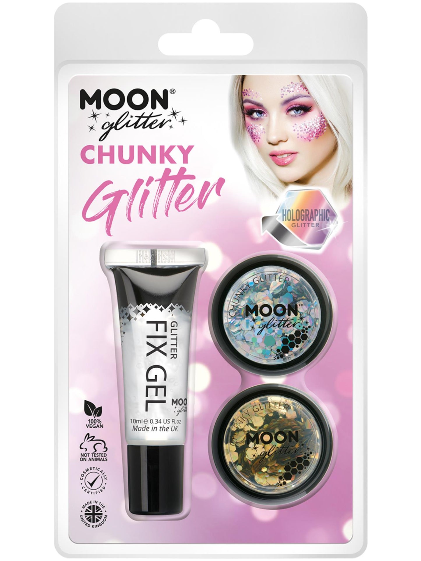 Smiffys Moon Glitter Holographic Chunky Glitter, CD für Unisex