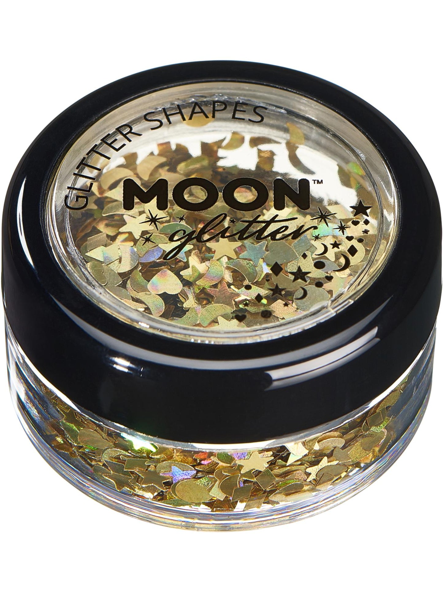 Smiffys Moon Glitter Holographic Glitter Shapes, Gold CD für Unisex
