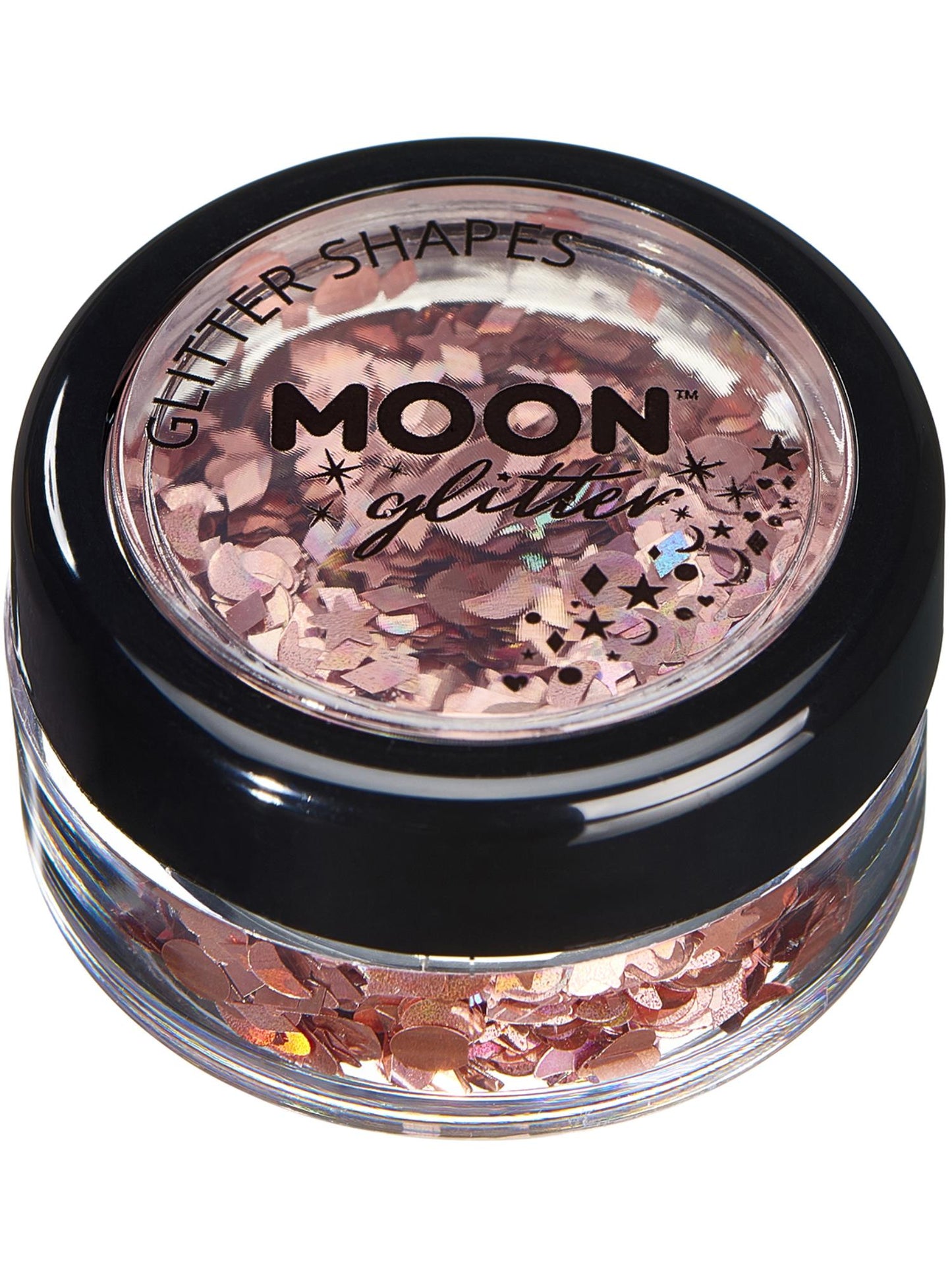 Smiffys Moon Glitter Holographic Glitter Shapes, Rose Gold CD für Unisex