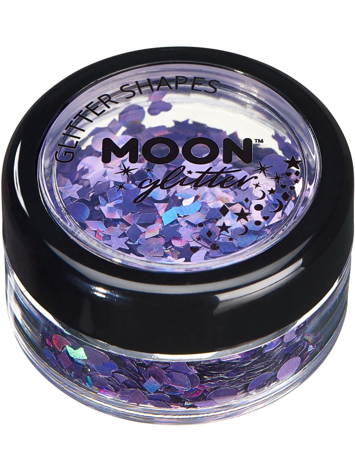 Smiffys Moon Glitter Holographic Glitter Shapes Purple 3 g