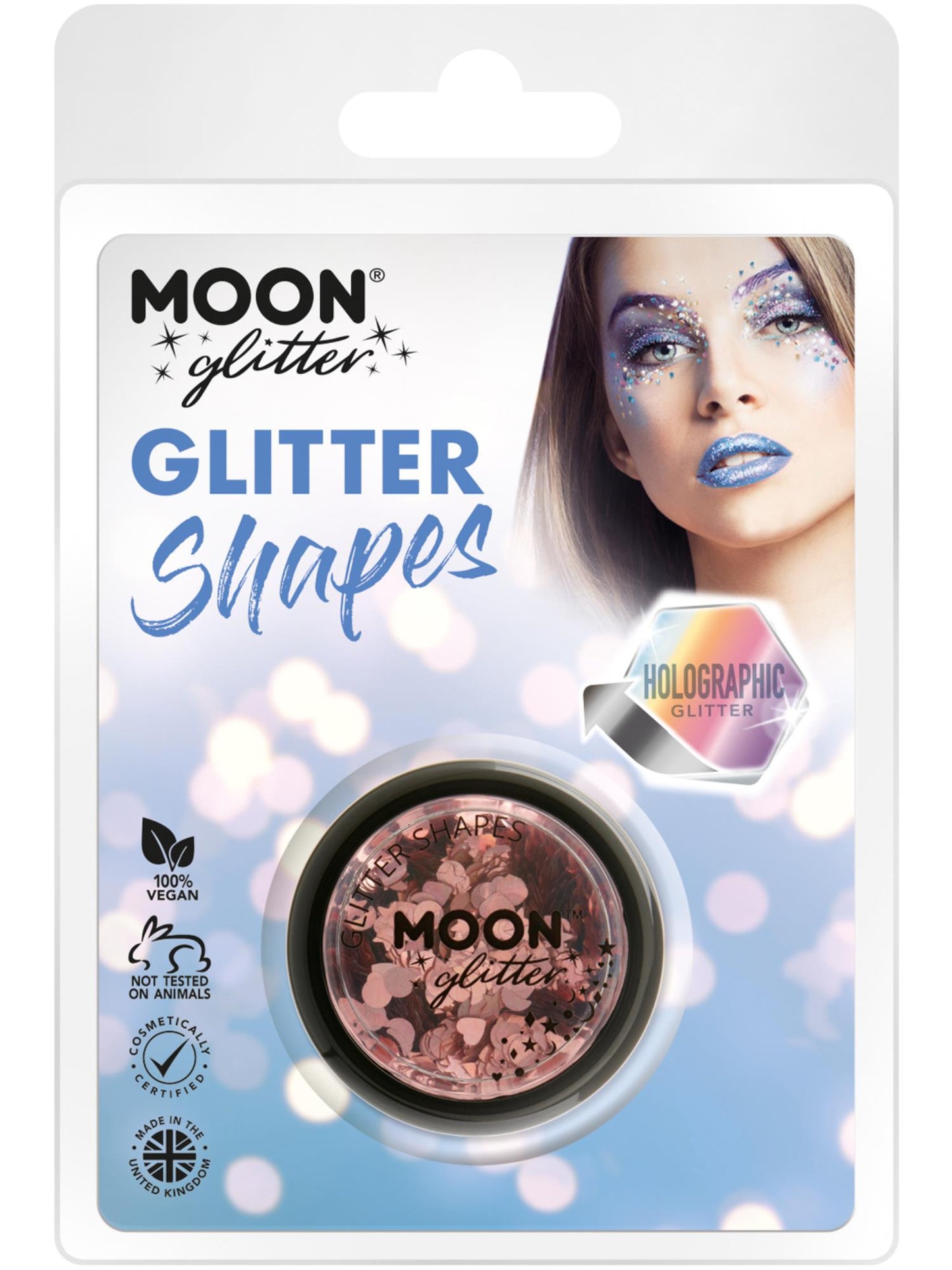 Smiffys Moon Glitter holografische Glitterformen Rose Gold 3 g
