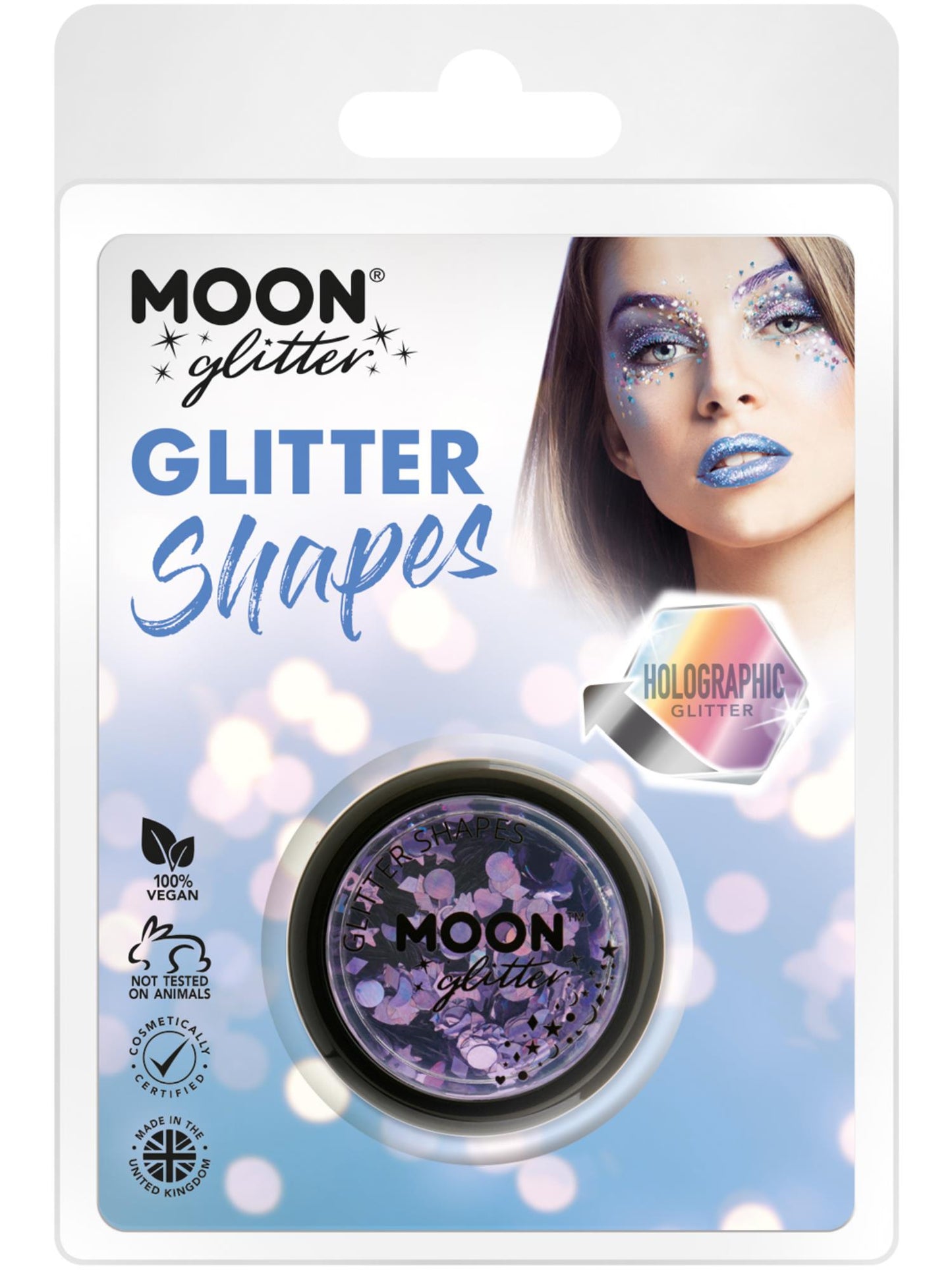 Smiffys Moon Glitter Holographic Glitter Shapes, Purple CD für Unisex