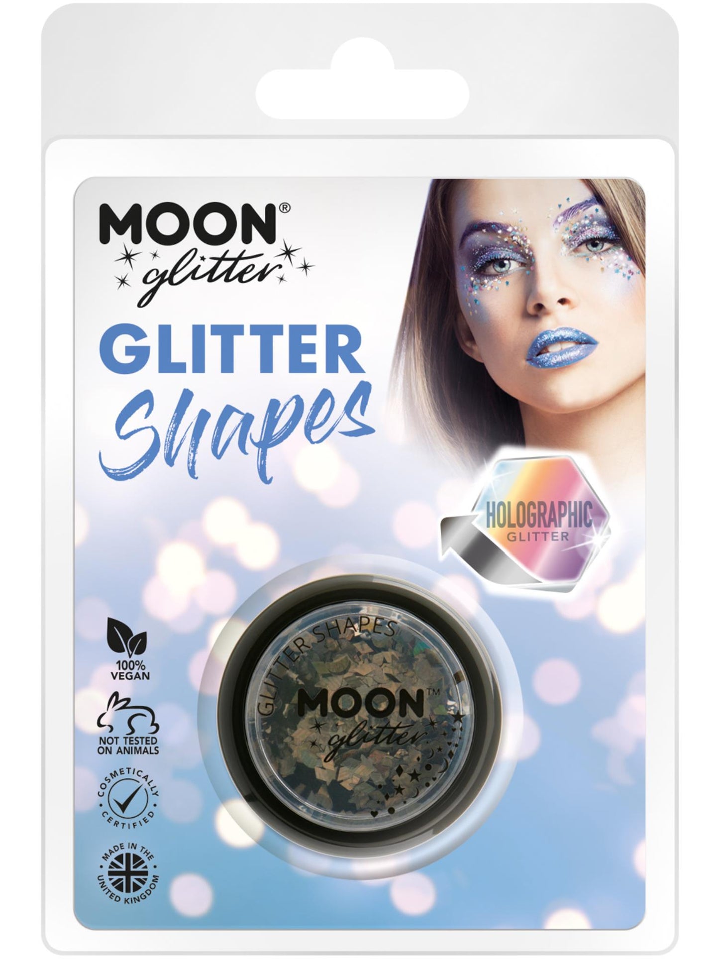 Smiffys Moon Glitter Holographic Glitter Shapes, Black CD für Unisex