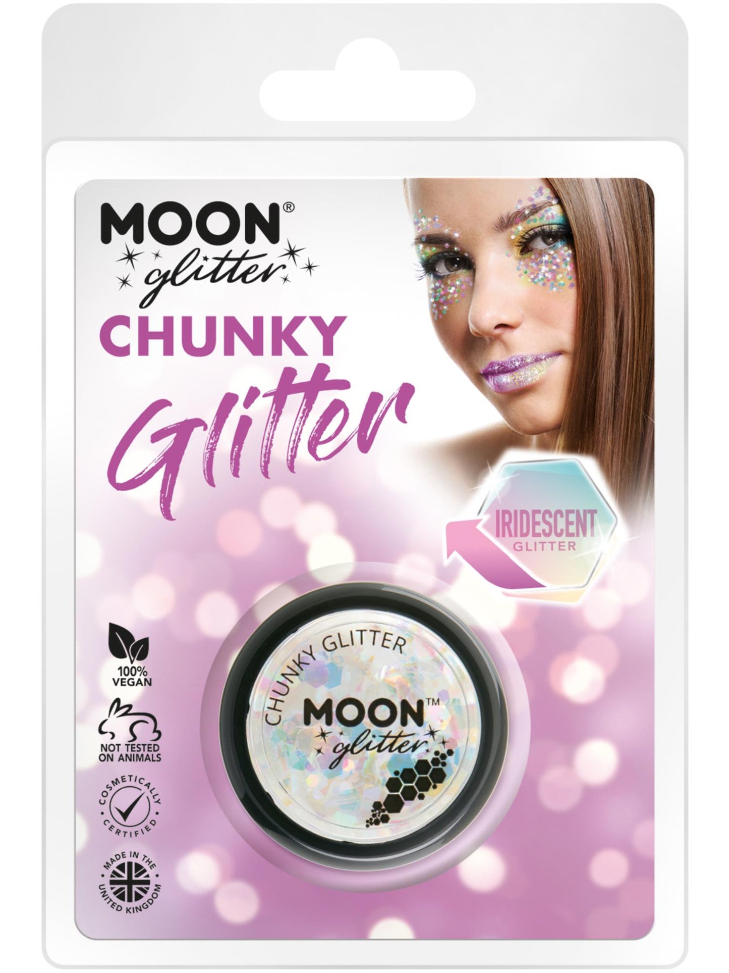 Smiffys Moon Glitter Iridescent Chunky Glitter White, 3 g