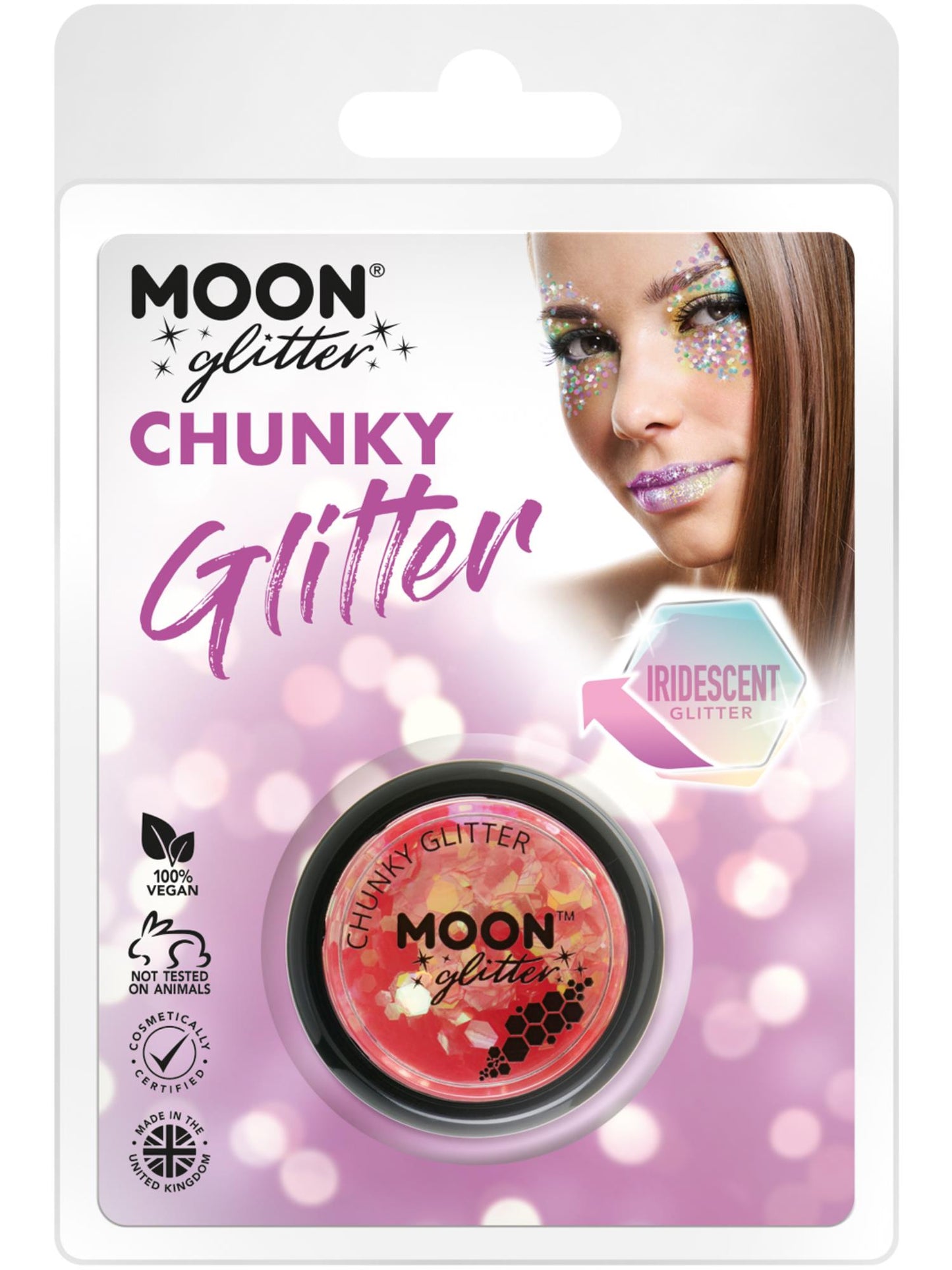 Smiffys Moon Glitter Iridescent Chunky Glitter, Cherry CD für Unisex