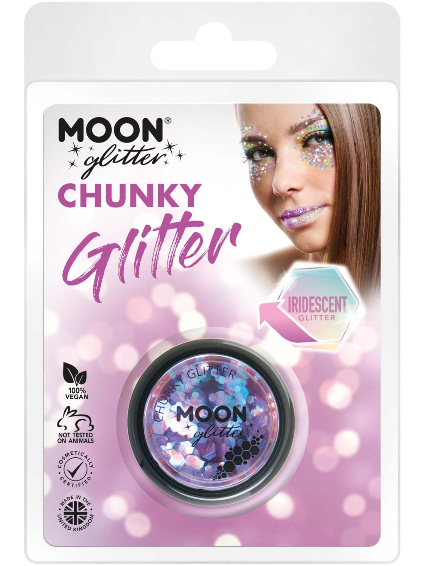 Smiffys Moon Glitter Iridescent Chunky Glitter Purple, 3 g