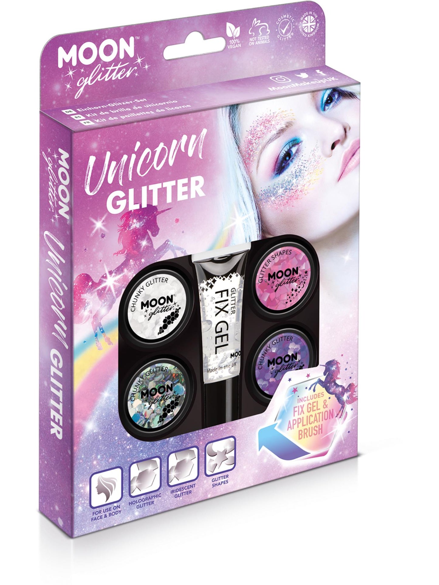 Smiffys Moon Glitter Unicorn Glitter Kit, Assorted CD für Unisex