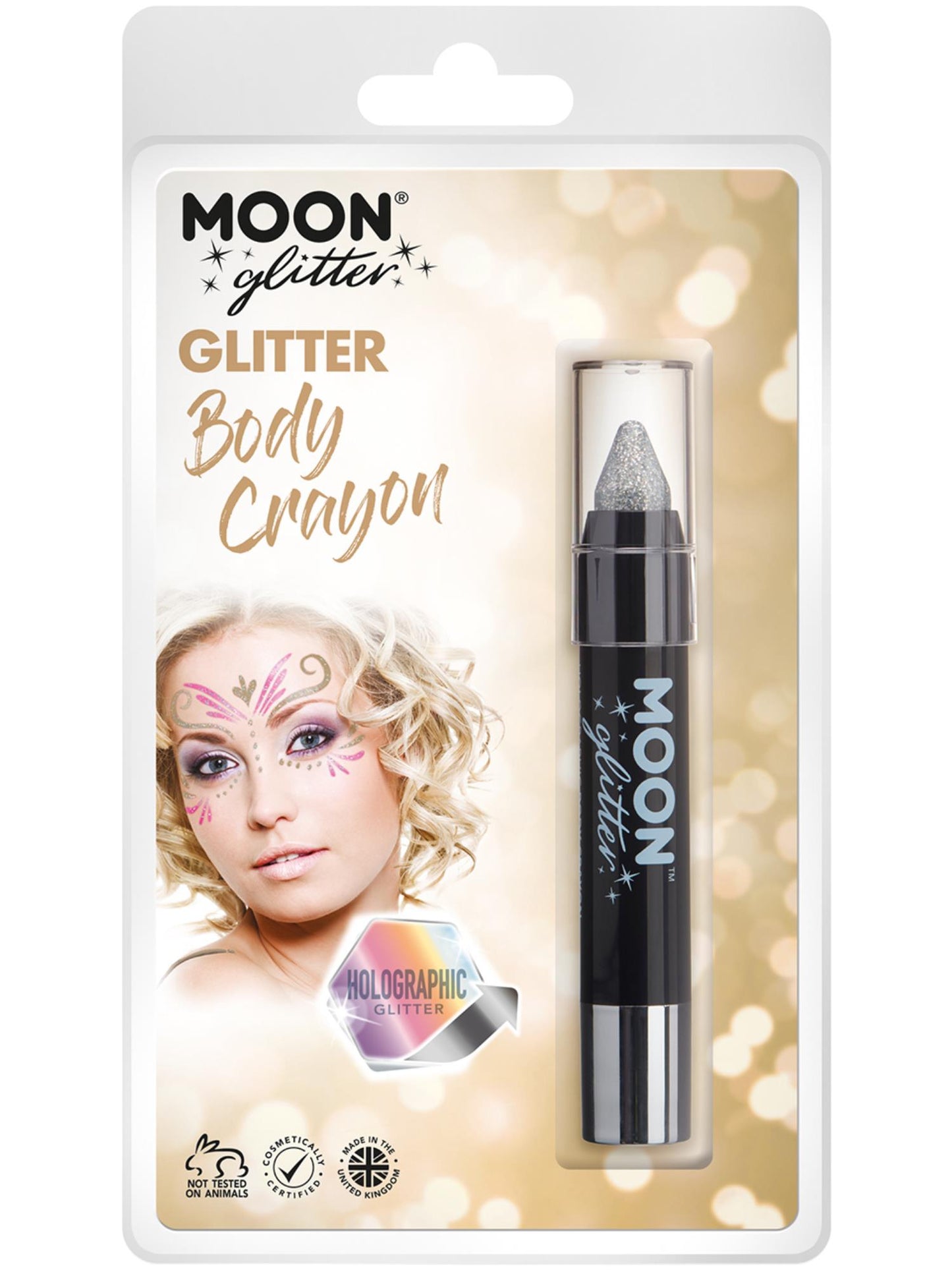 Smiffys Moon Glitter Holographic Body Crayons, Silver CD für Unisex