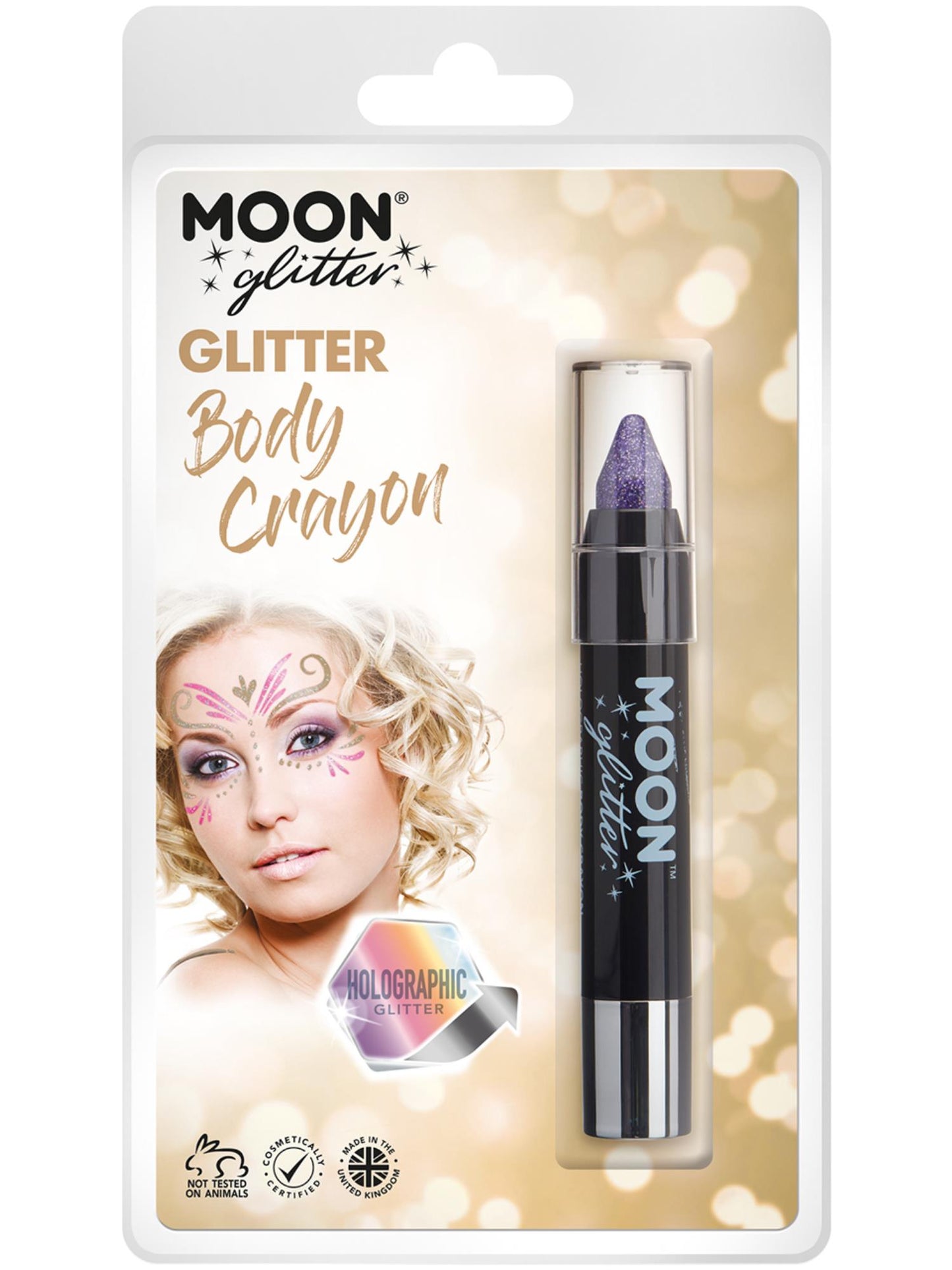 Smiffys Moon Glitter Holographic Body Crayons Purple Körpermalstifte